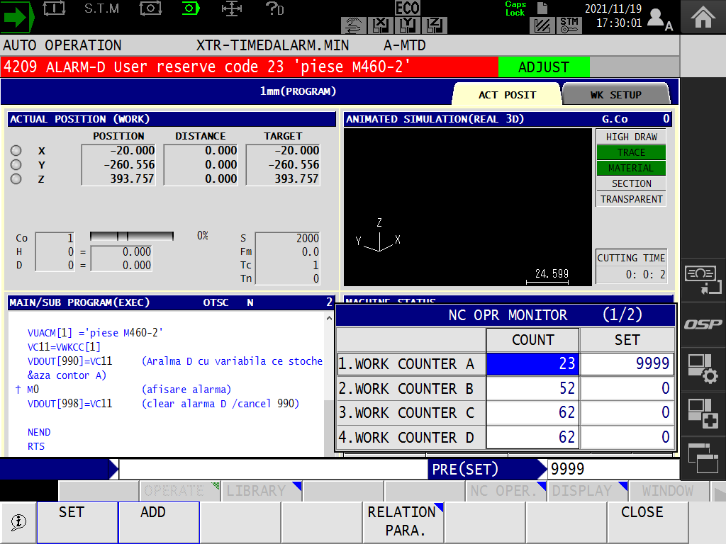 notificare alarma masini cnc