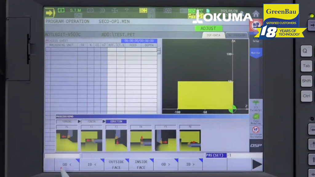 Programarea conversațională grafică pe strung Okuma
