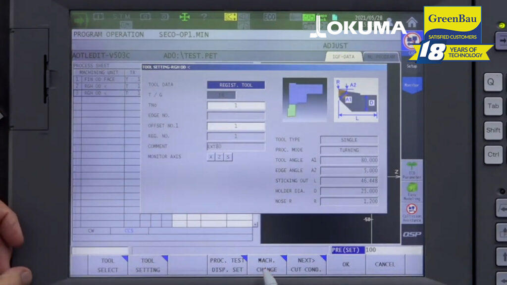 Programarea conversațională grafică pe strung Okuma