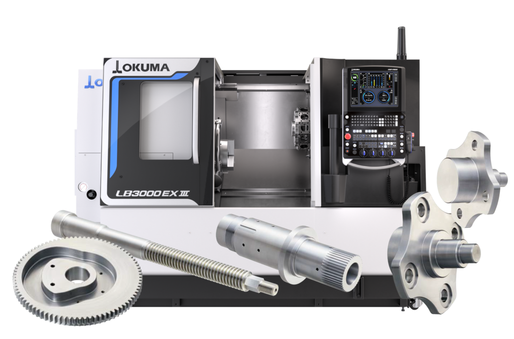 OKUMA LB3000 EX III - strung orizontal CNC cu o turelă și un universal